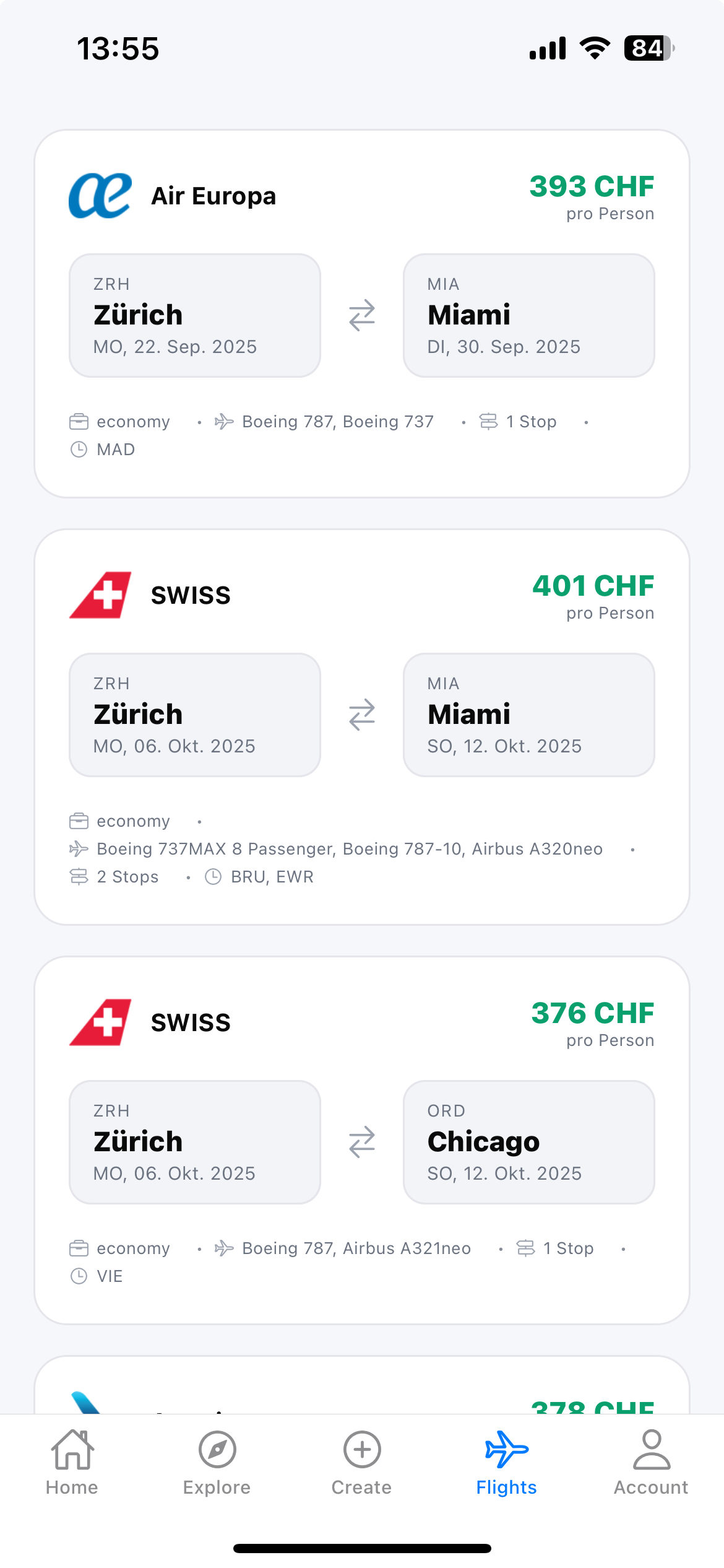 Screenshot: flybydate App